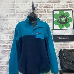 Patagonia synchilla Teal and Navy Fleece Jacket Womens medium